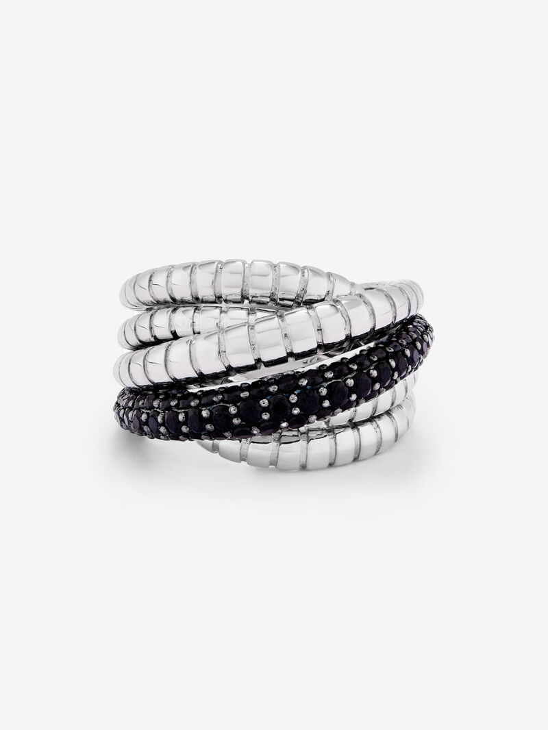 925 silver multi-arm ring with brilliant-cut black spinels image number 1