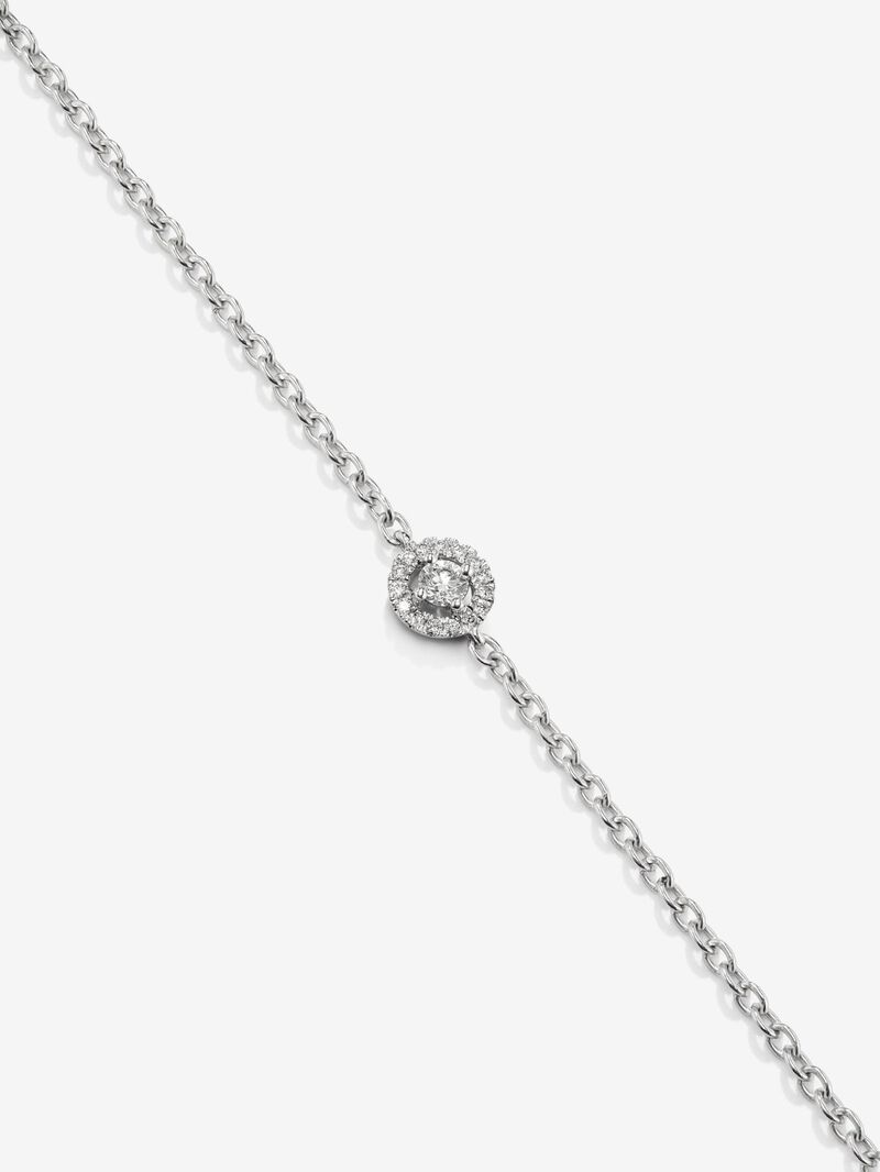 18K white gold chain bracelet with solitary diamond and diamond urla image number 2