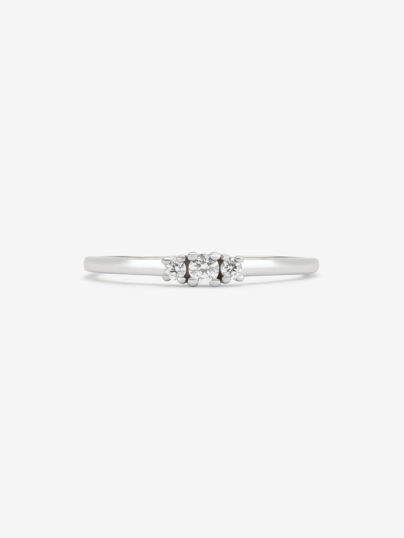 18K White Gold Trilogy Ring with Diamonds image number 2