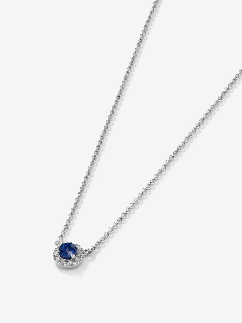 18K white gold pendant with 0.31 ct brilliant-cut blue sapphire and 0.09 ct brilliant-cut diamonds image number 2