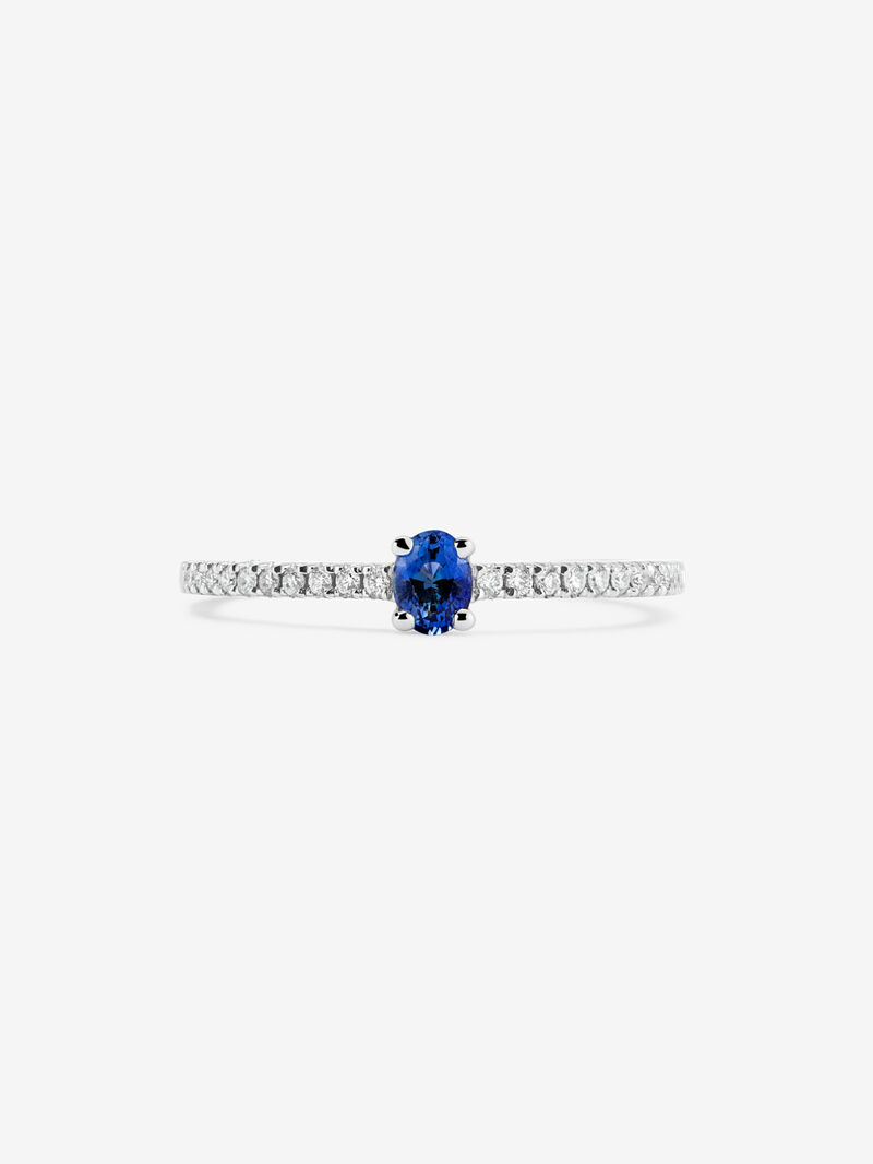 18K White Gold Orla Ring with Zafiro and Diamond image number 2