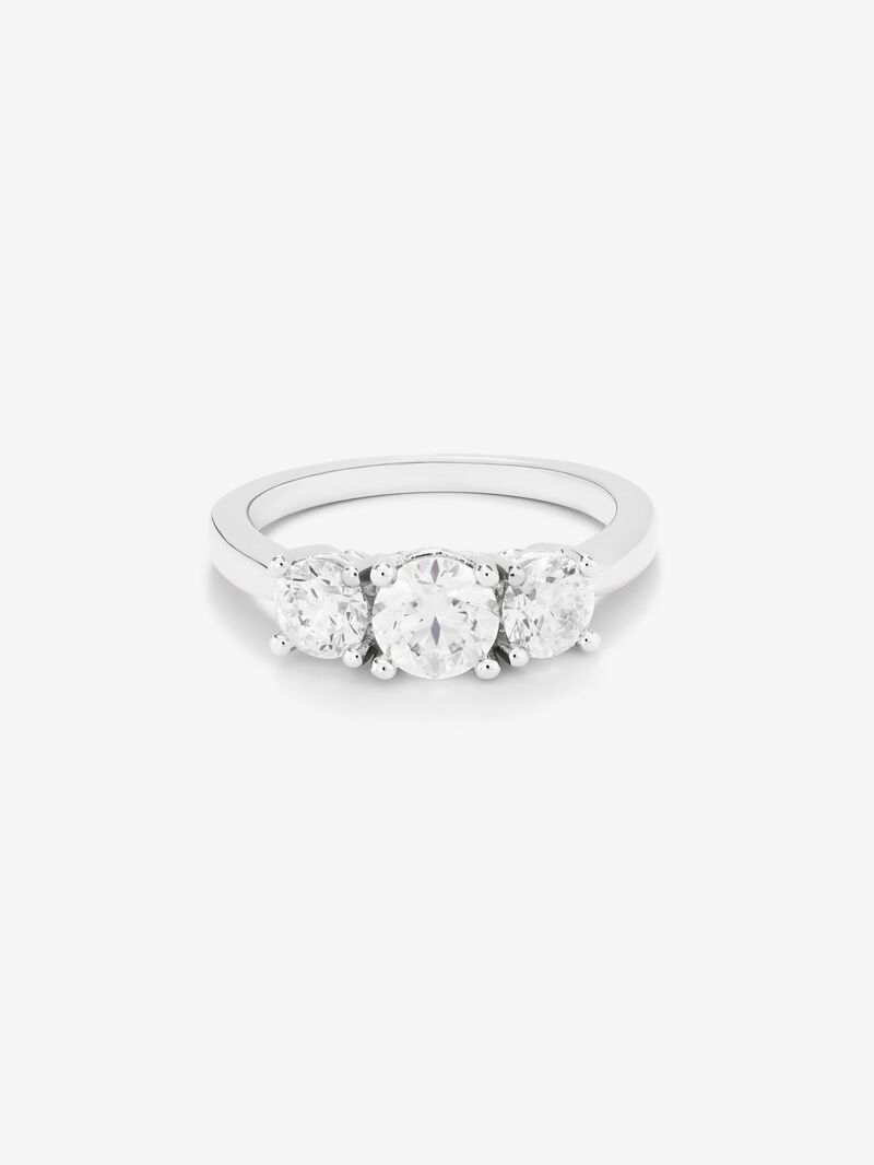18K white gold triple ring with 3 brilliant-cut diamonds with a total of 1.5 cts image number 2