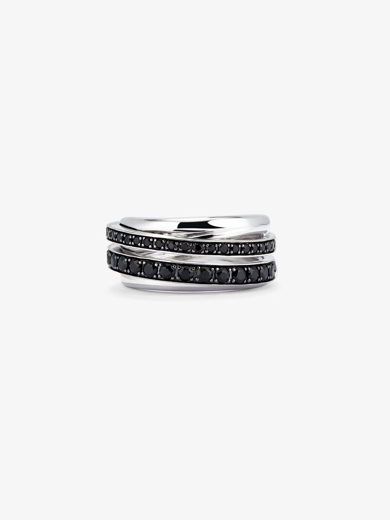 927 Silver Ring with Black Spinel Pavé image number 3