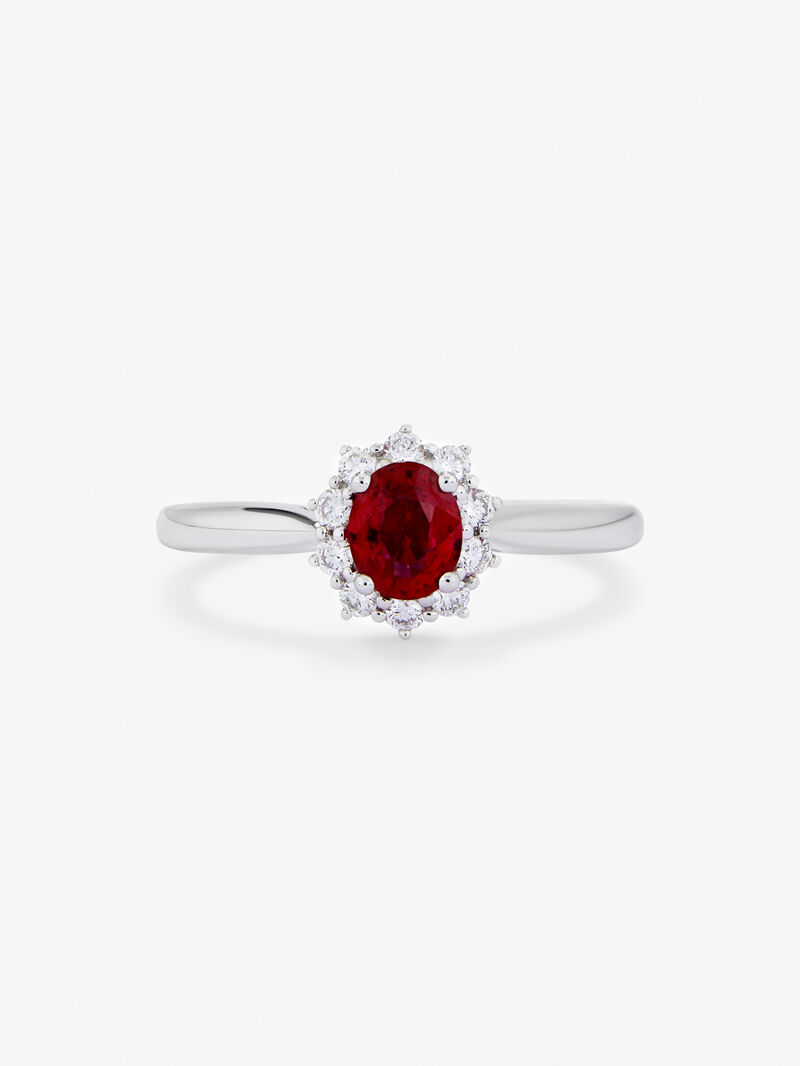 18K White Gold Ring with Red Vivid Ruba in 0.53 cts and white diamonds in bright 0.18 cts image number 2