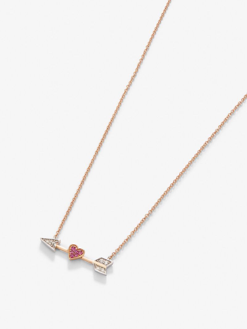 18kt pink and white gold silver pendant with diamonds and sapphires image number 2