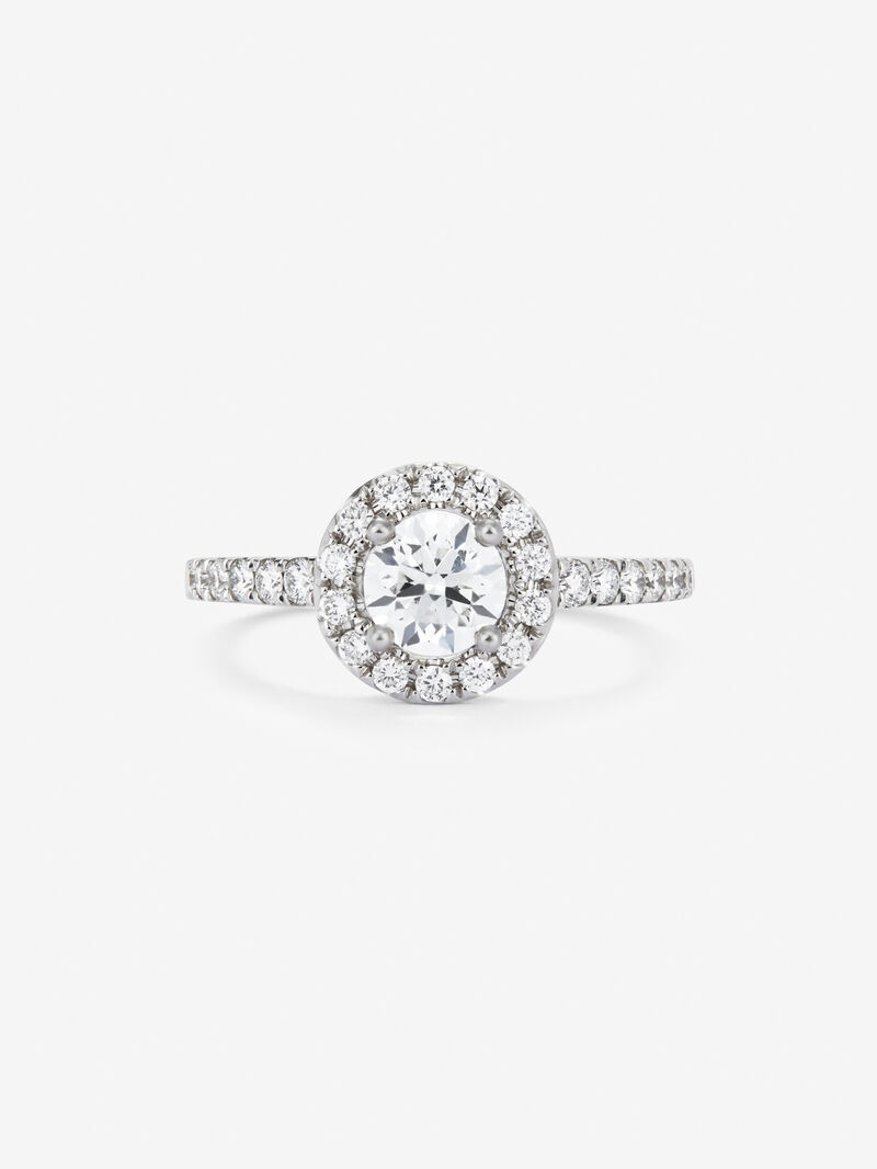 18K white gold ring with central brilliant-cut diamond of 0.7 cts and border and arm with 28 brilliant-cut diamonds with a total of 0.44 cts image number 2