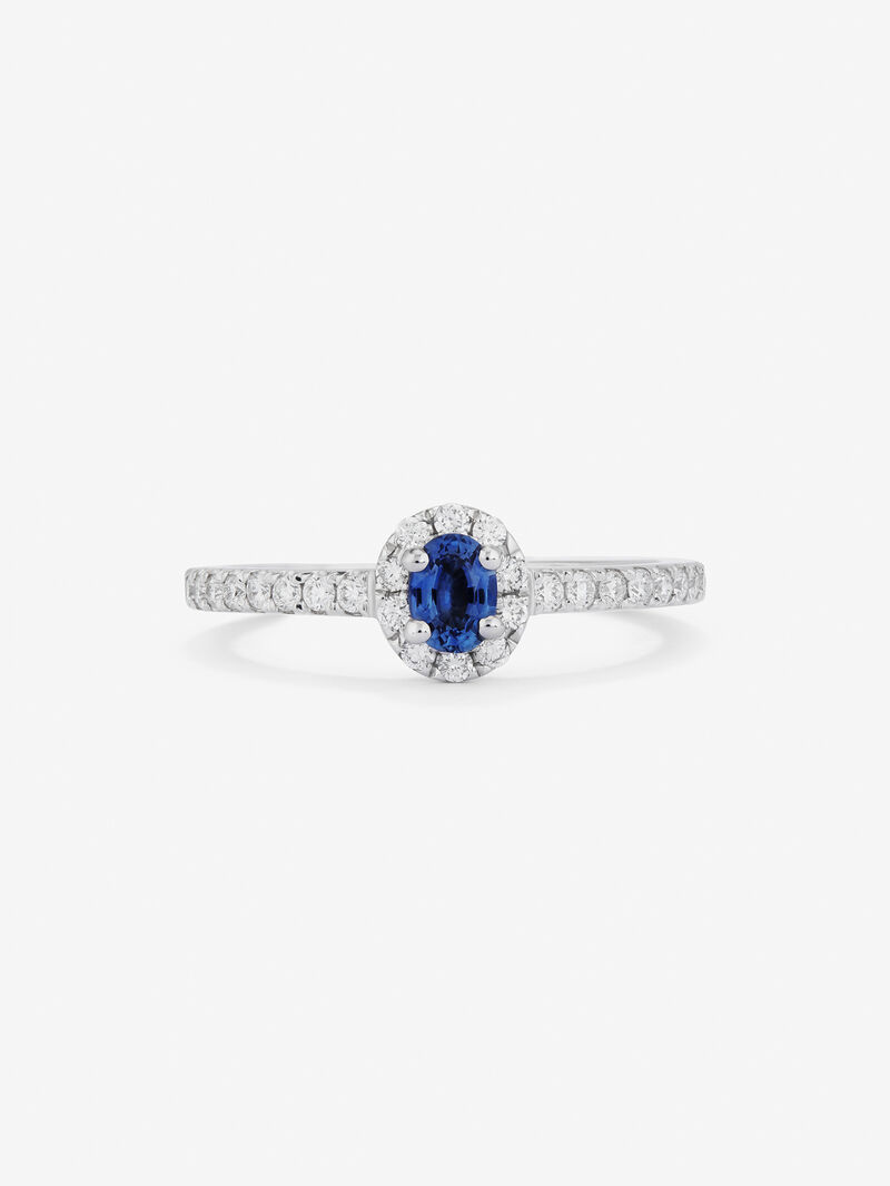 18K White Gold Ring with 0.25 cts oval sapphir image number 2
