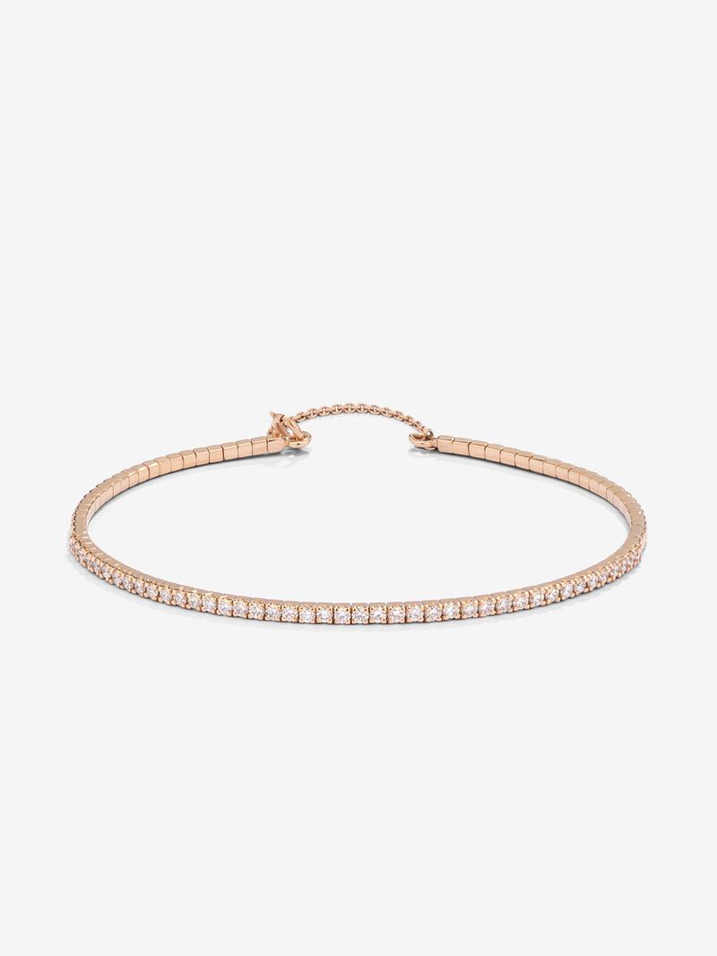 Rigid 18K rose gold bracelet with 42 brilliant-cut white diamonds with a total of 0.75 cts image number 0
