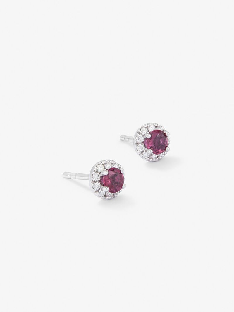 18K white gold earrings with 2 brilliant-cut rubies with a total of 0.5 cts and 24 brilliant-cut diamonds with a total of 0.11 cts image number 2