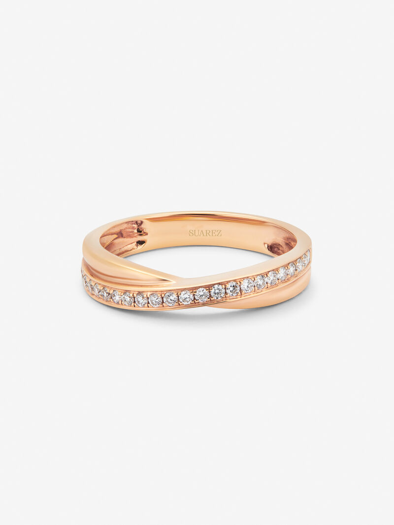 18K rose gold cross ring with 23 brilliant-cut diamonds with a total of 0.18 cts image number 2