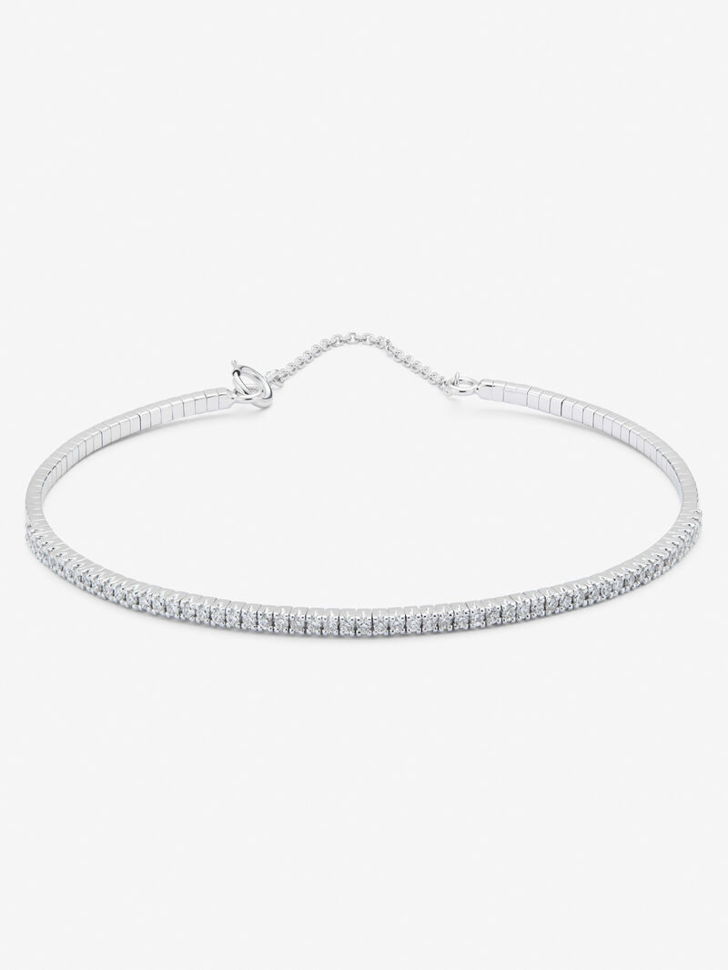 Rigid 18K white gold bracelet with 0.39 ct brilliant-cut white diamonds image number 0