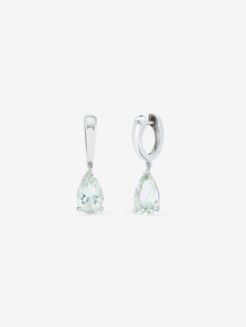 925 silver earrings with 3.2 ct pear-cut green amethyst image number 0
