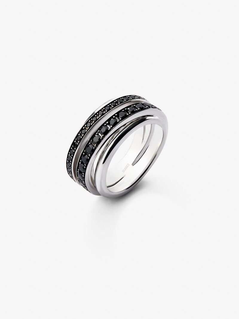 927 Silver Ring with Black Spinel Pavé image number 0