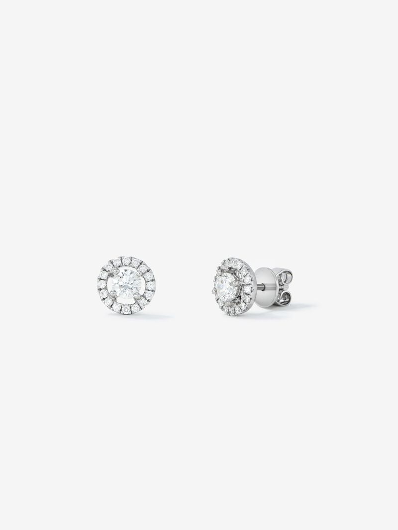 18K White Gold Earrings with solitary diamond and diamond urla image number 2