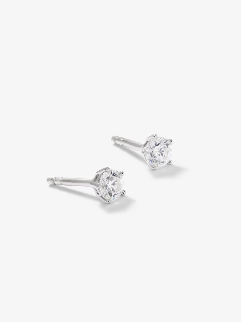 18K white gold solitaire earrings with 2 brilliant-cut diamonds with a total of 0.4 cts image number 1