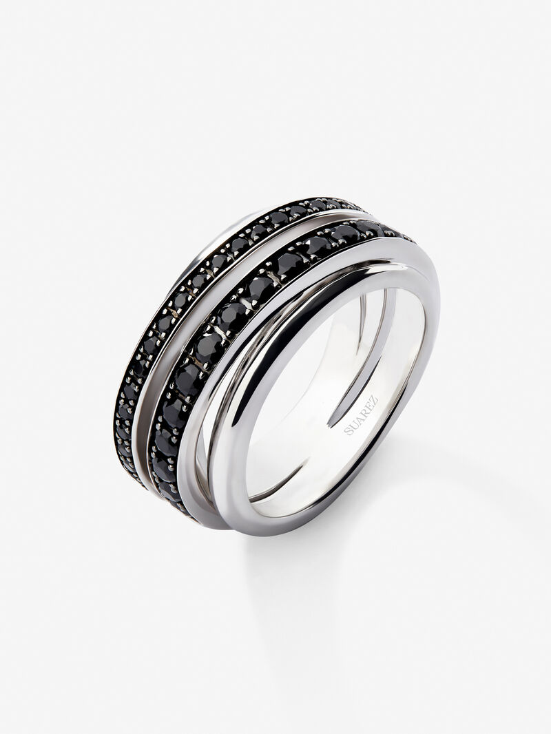 927 Silver Ring with Black Spinel Pavé image number 1