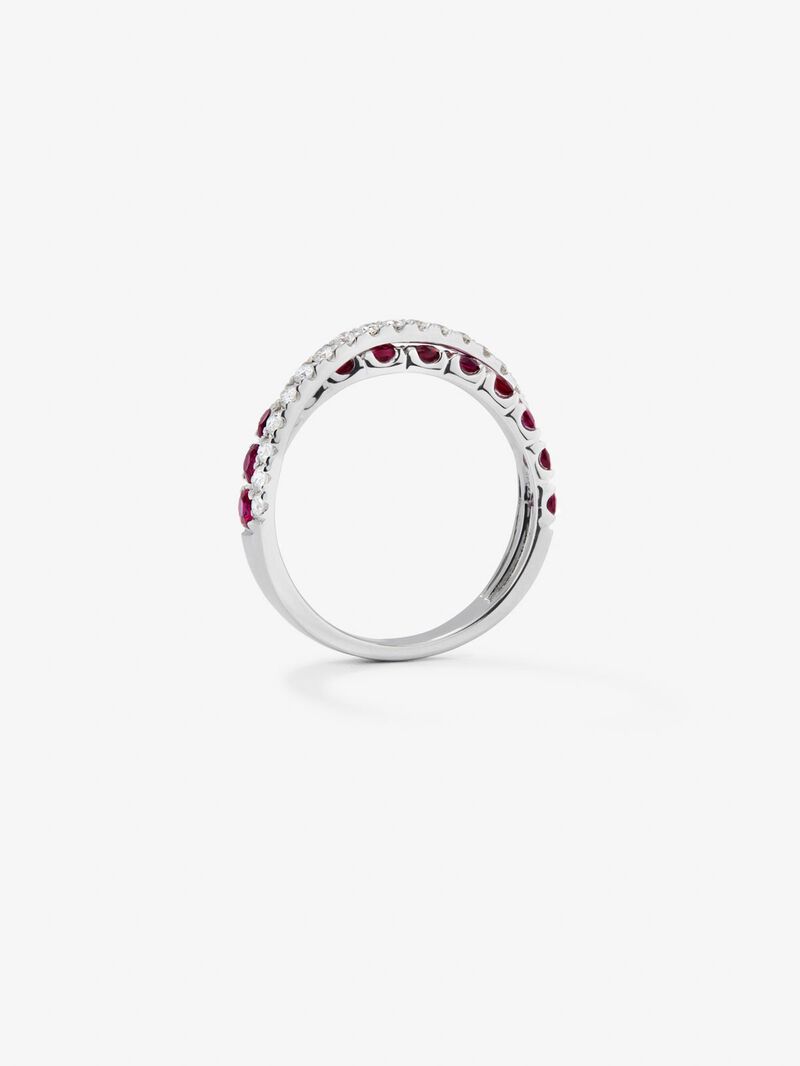 Double crossed ring in 18K white gold with 12 brilliant-cut rubies with a total of 0.95 cts and 20 brilliant-cut diamonds with a total of 0.33 cts image number 6