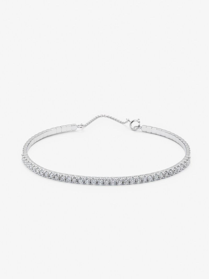 Rigid 18K white gold bracelet with 1.04 ct brilliant-cut white diamonds image number 1