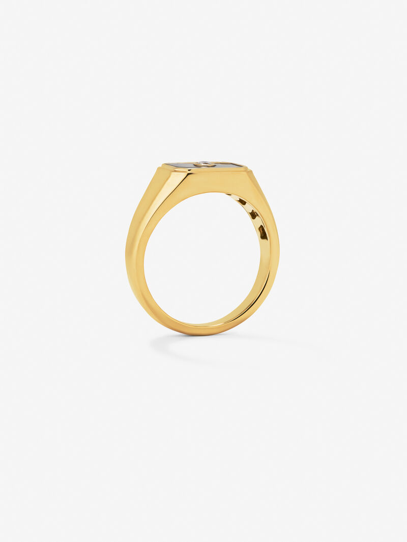 medium 18k yellow gold signet ring with 0.98 ct black onyx and 0.03 ct diamond image number 4