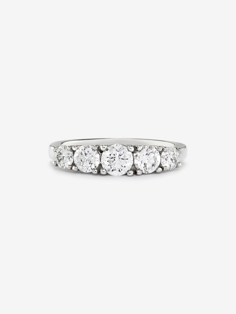 18K White Gold Cinquillo Ring with white 1.2 cts bright size size image number 2