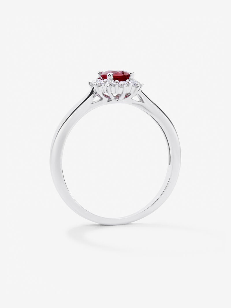 18K White Gold Ring with Red Vivid Ruba in 0.53 cts and white diamonds in bright 0.18 cts image number 4