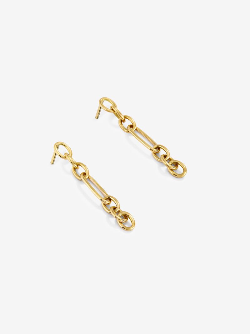 18K Yellow Gold Forza Link Long Earrings image number 2