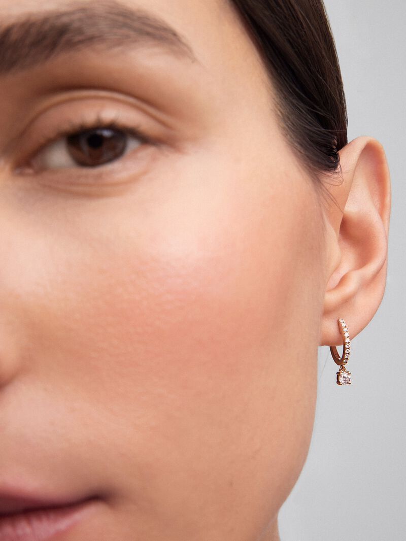 18K yellow gold earrings with 22 brilliant-cut diamonds with a total of 0.41 cts image number 3