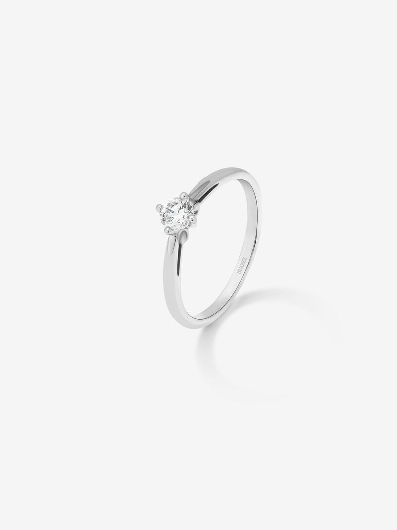 18K white gold solitaire engagement ring with diamond image number 0