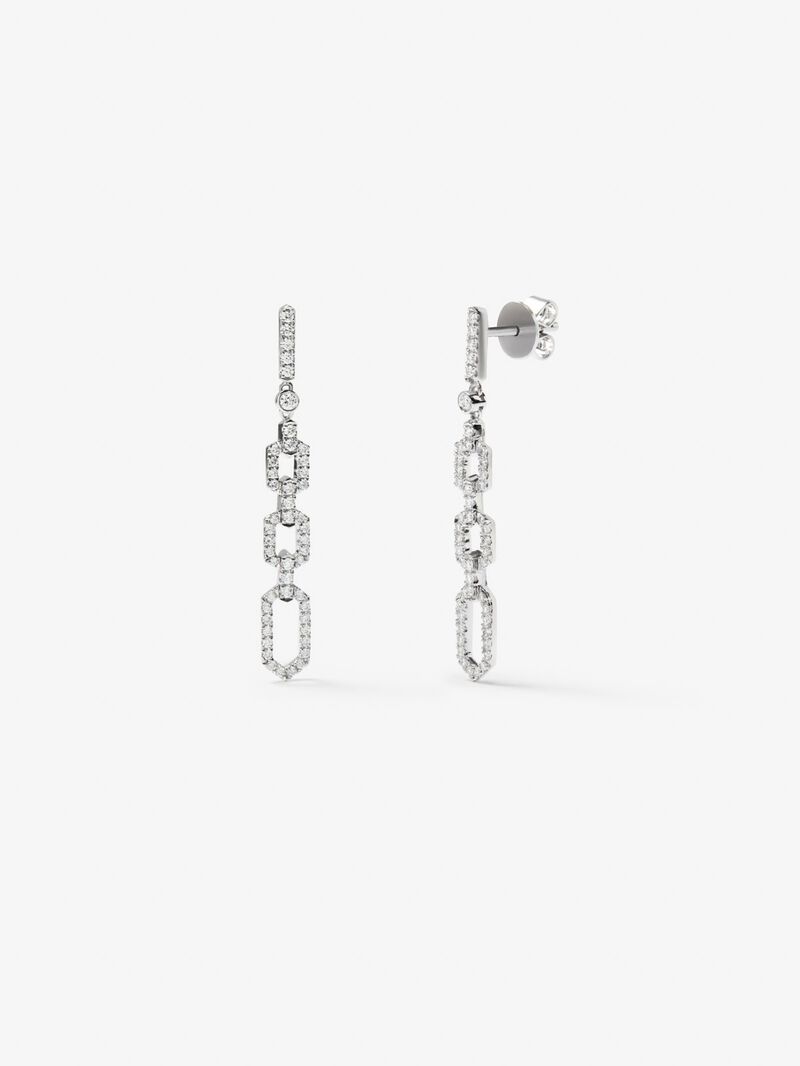 18K white gold earrings with 96 brilliant-cut diamonds with a total of 0.58 cts image number 0