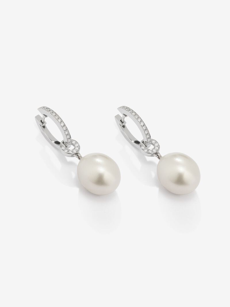 18K white gold ring pending with Australian pearl pendant and diamond image number 2