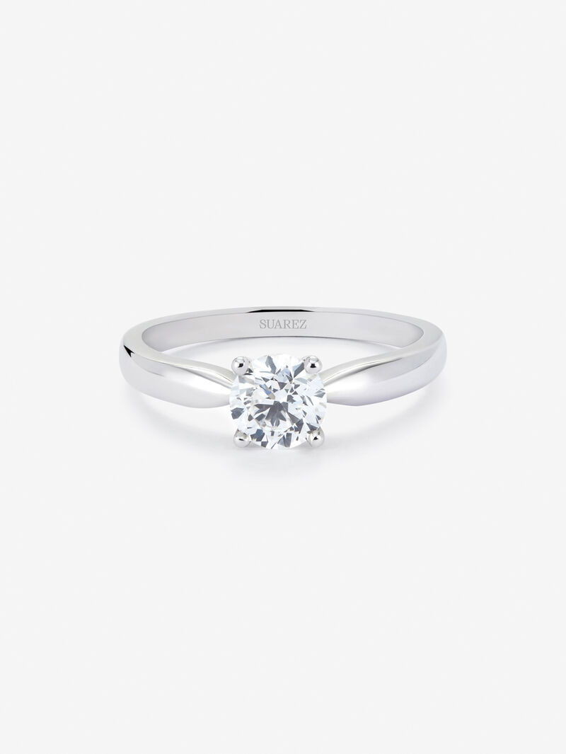 18K white gold solitaire ring with 0.7 ct brilliant cut diamond image number 2