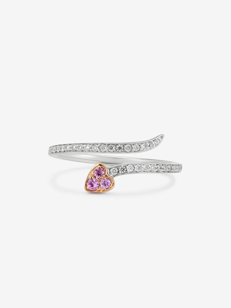 18kt pink and white gold ring with diamonds and sapphires image number 2