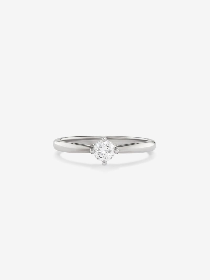 18K white gold solitaire engagement ring with diamond image number 2