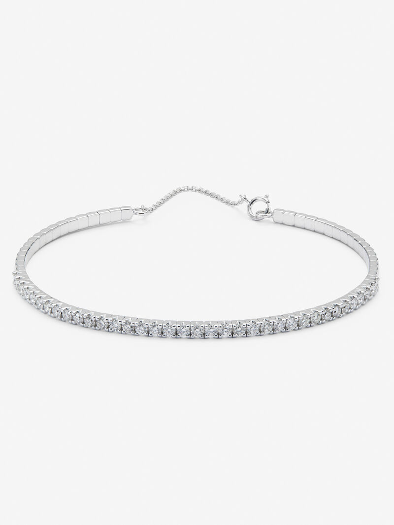 Rigid 18K white gold bracelet with 1.04 ct brilliant-cut white diamonds image number 0