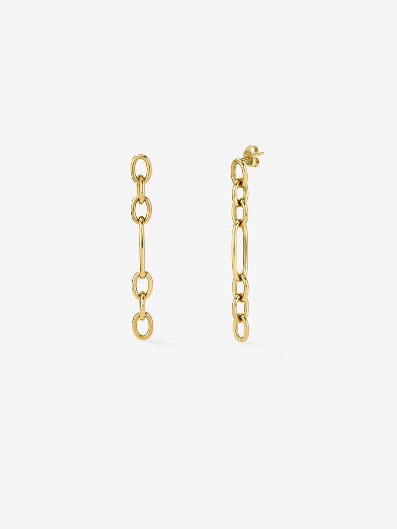 18K Yellow Gold Forza Link Long Earrings image number 0