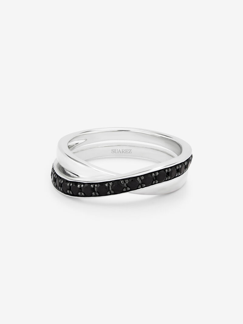 928 Silver Crossed Ring with Spinel Stones image number 2