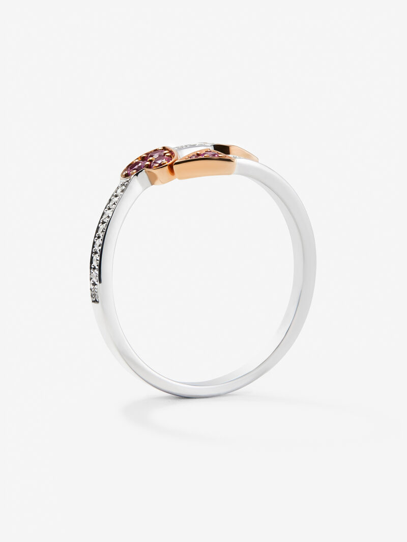 You and I of White and Pink Gold of 18K with heart and arrow, white diamonds and pink sapphires image number 4