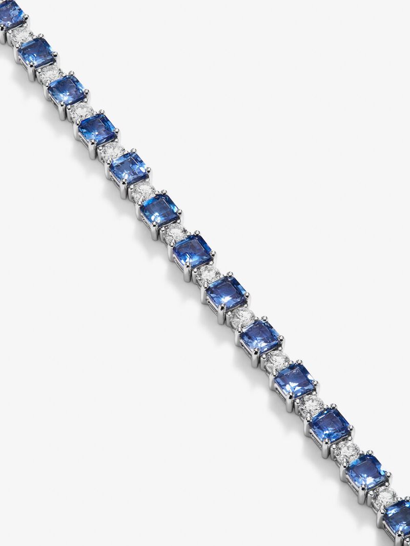 18K white gold rivière bracelet with 26 octagonal-cut blue sapphires with a total of 9.97 cts and 26 brilliant-cut diamonds with a total of 2.95 cts image number 2