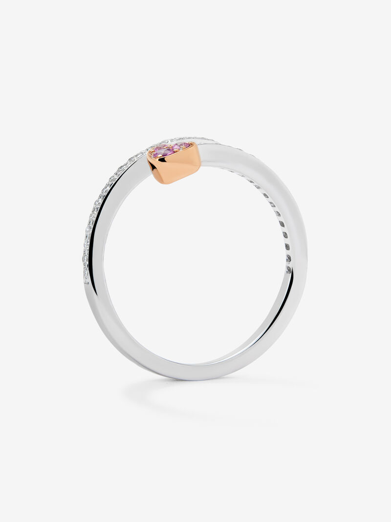 18kt pink and white gold ring with diamonds and sapphires image number 4