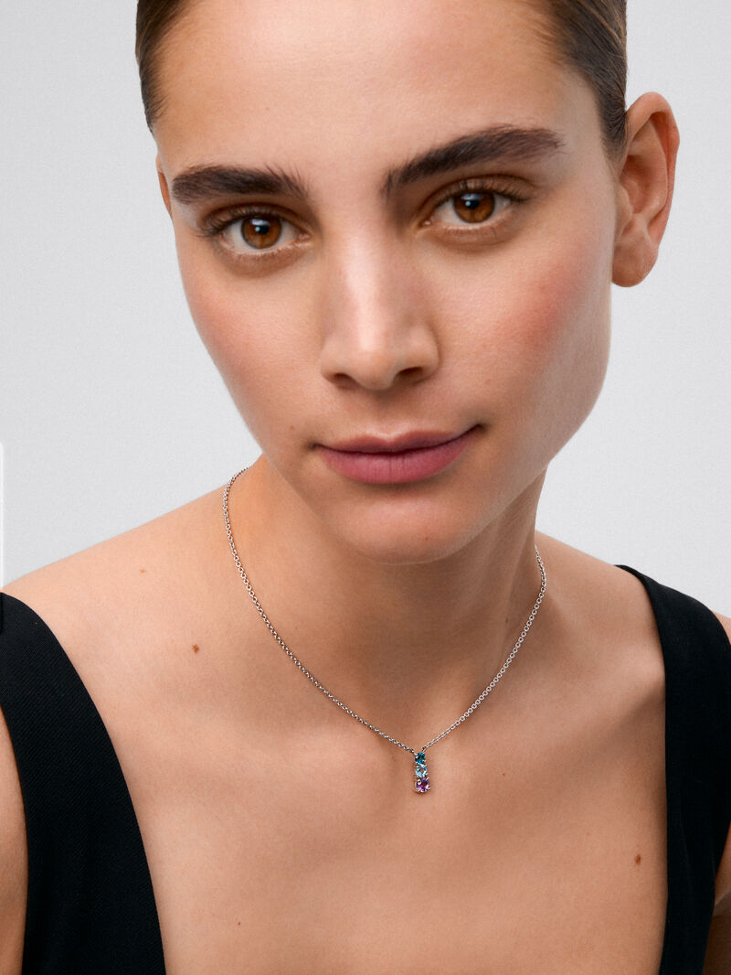 925 silver pendant with London blue topaz, Swiss blue topaz and brilliant-cut purple amethyst image number 2