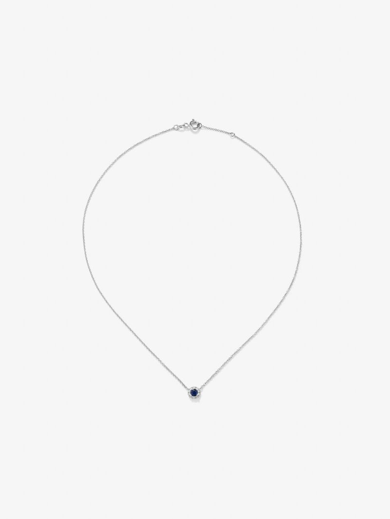 18K white gold pendant with 0.31 ct brilliant-cut blue sapphire and 0.09 ct brilliant-cut diamonds image number 0