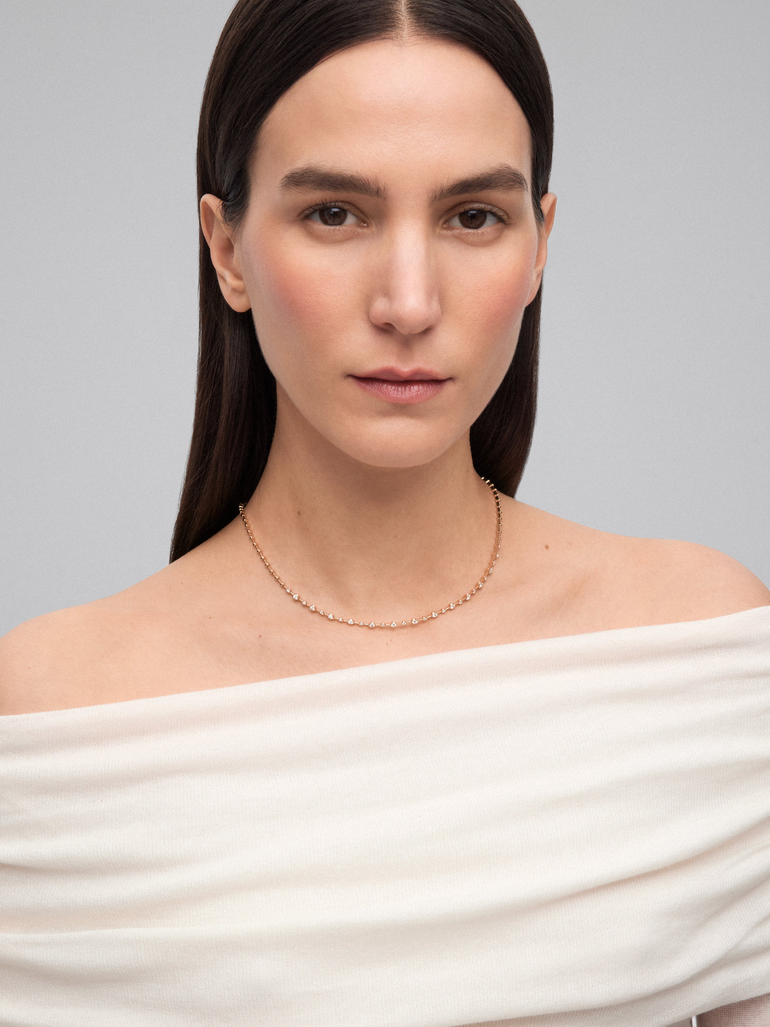 18K yellow gold necklace with white diamonds of 0.95 cts