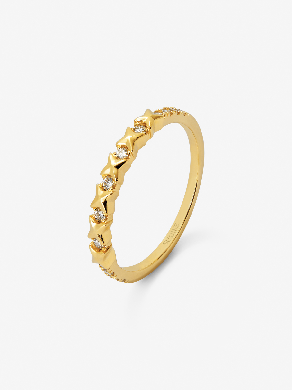 18K yellow gold ring with 13 brilliant-cut diamonds with a total of 0.16 cts