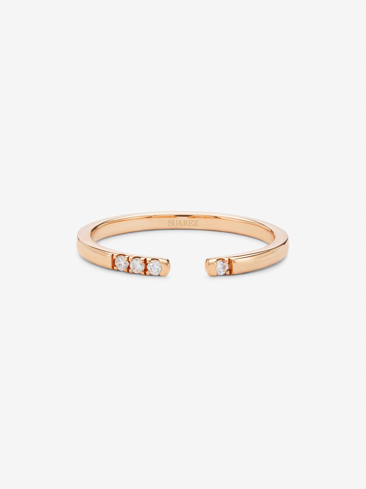 18K rose gold open ring with 4 brilliant-cut diamonds with a total of 0.05 cts