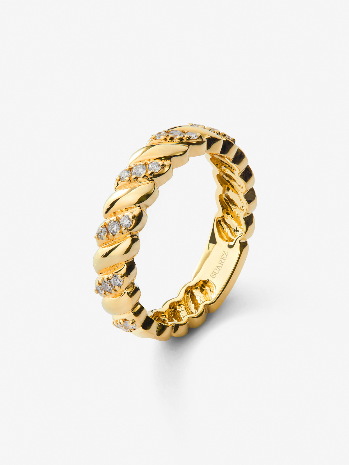 18K yellow gold ring with white diamonds of 0.18 cts