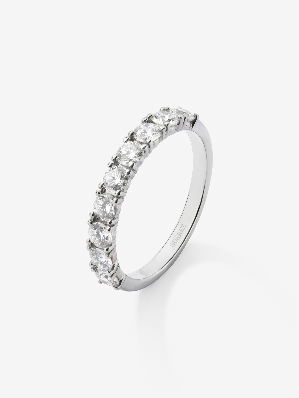 Half ring in 18K white gold with 9 brilliant-cut diamonds with a total of 0.91 cts