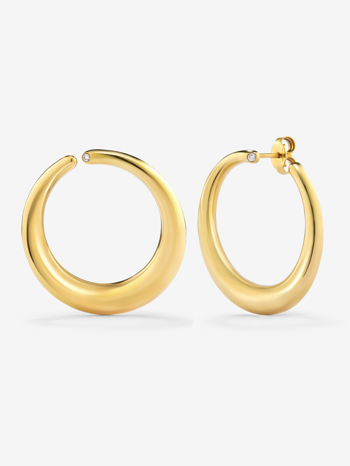 Extrao Big Smooth Earrings 18k yellow gold with diamond