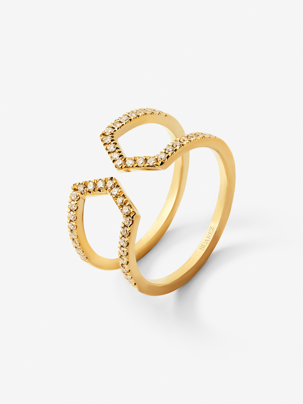 18K yellow gold ring with 46 brilliant-cut diamonds with a total of 0.37 cts