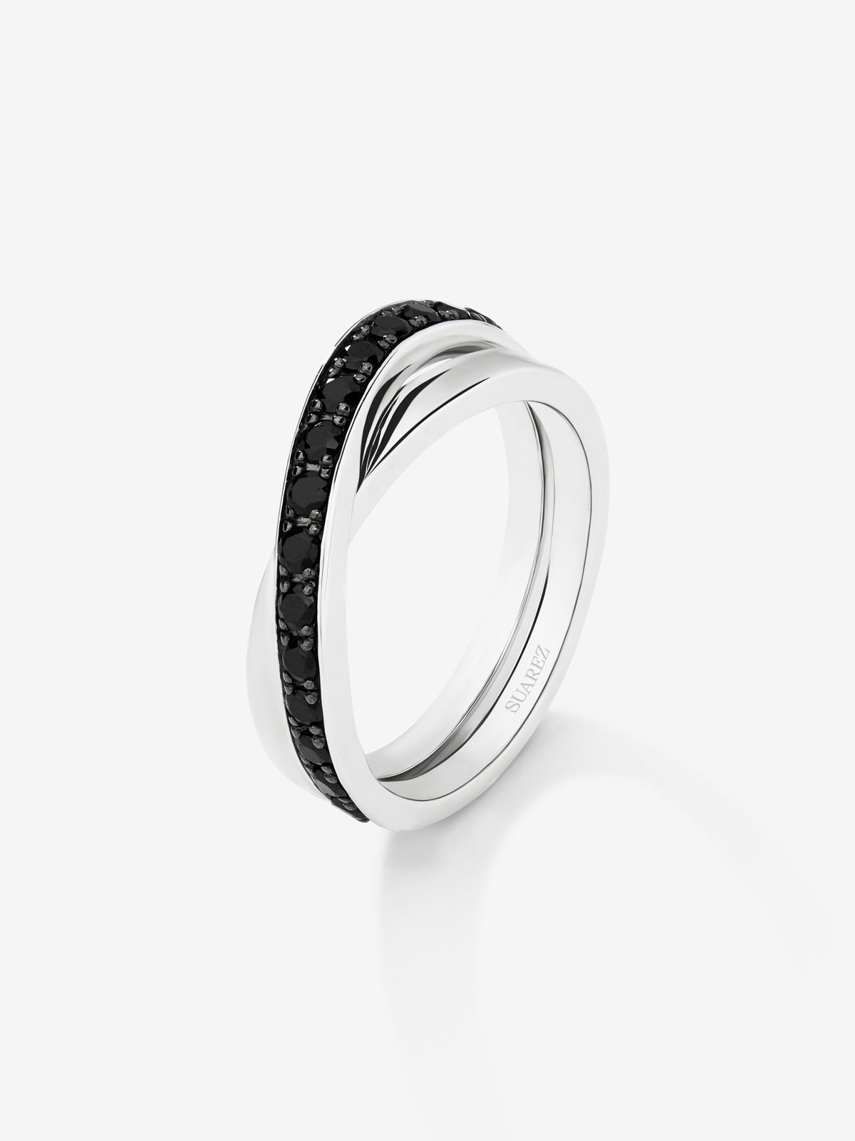 925 Silver Crossed Ring with Spinel Stones
