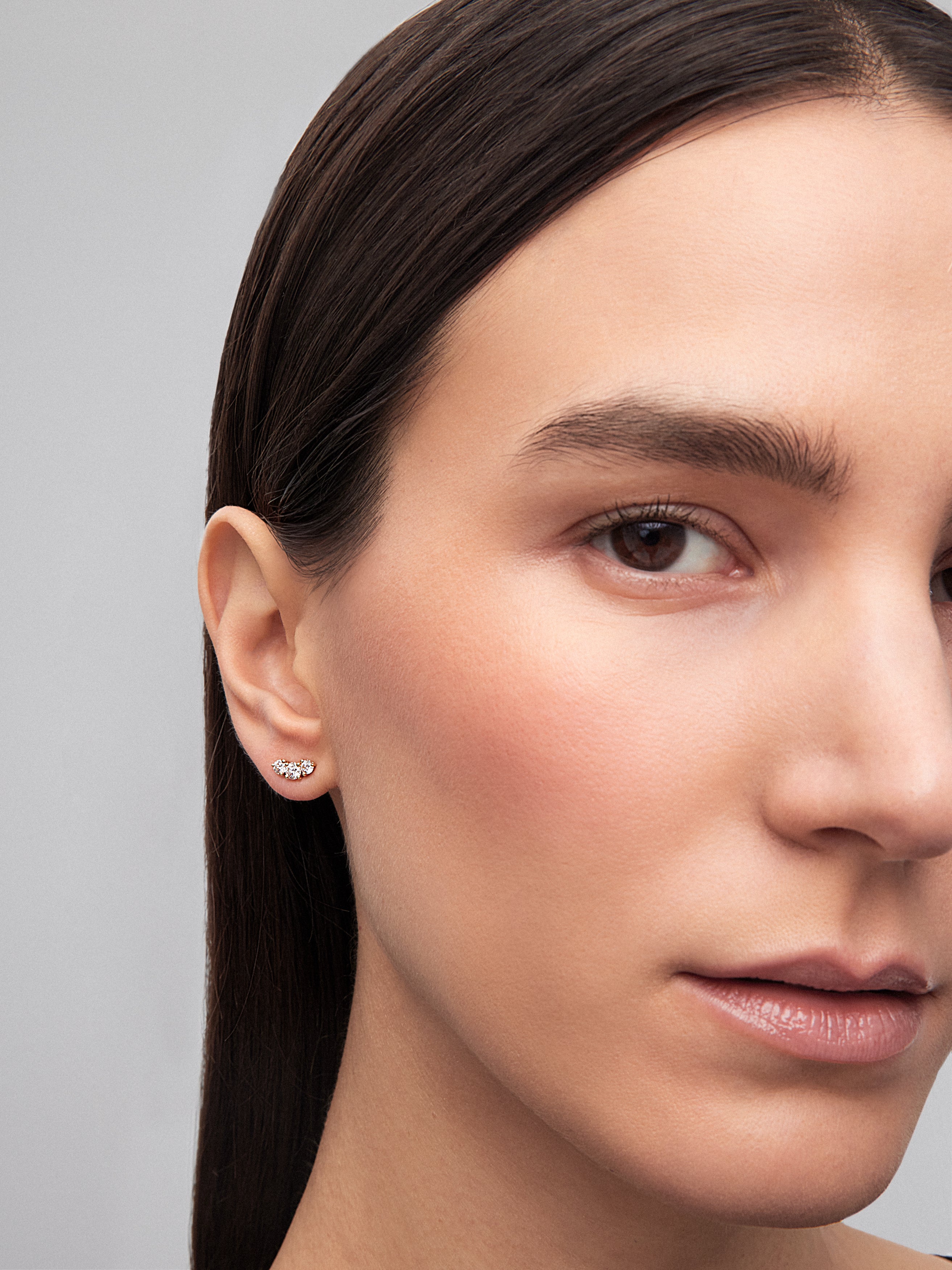 18K yellow gold earrings with white diamonds of 0.58 cts